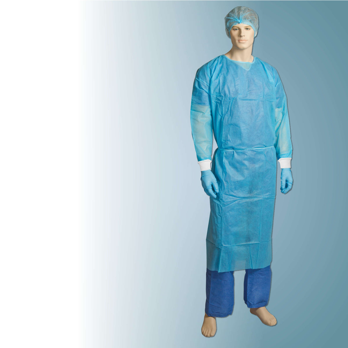 Bastion Pp/Pe Fluid Resistant Clinical Gown - Blue (Carton of 100)