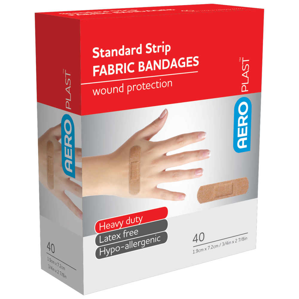 Aero Healthcare AEROPLAST Premium Fabric Standard Strip 7.2 x 1.9cm Box/40