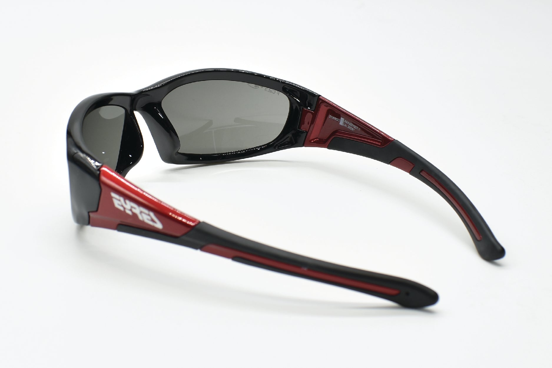 EYRES BERCY Shiny Black & Red Frame Grey Lens