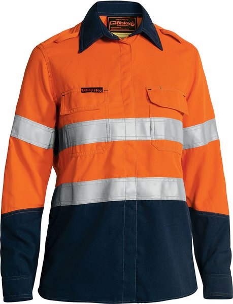 Bisley TenCate Tecasafe Plus 580 Women's Taped Hi Vis Lightweight FR Vented Shirt