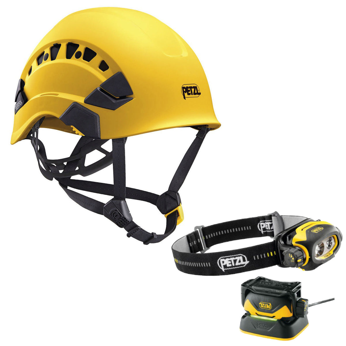 Petzl Vertex Vent Helmet Yellow (A010CA01) & Pixa 3R E78CHR2