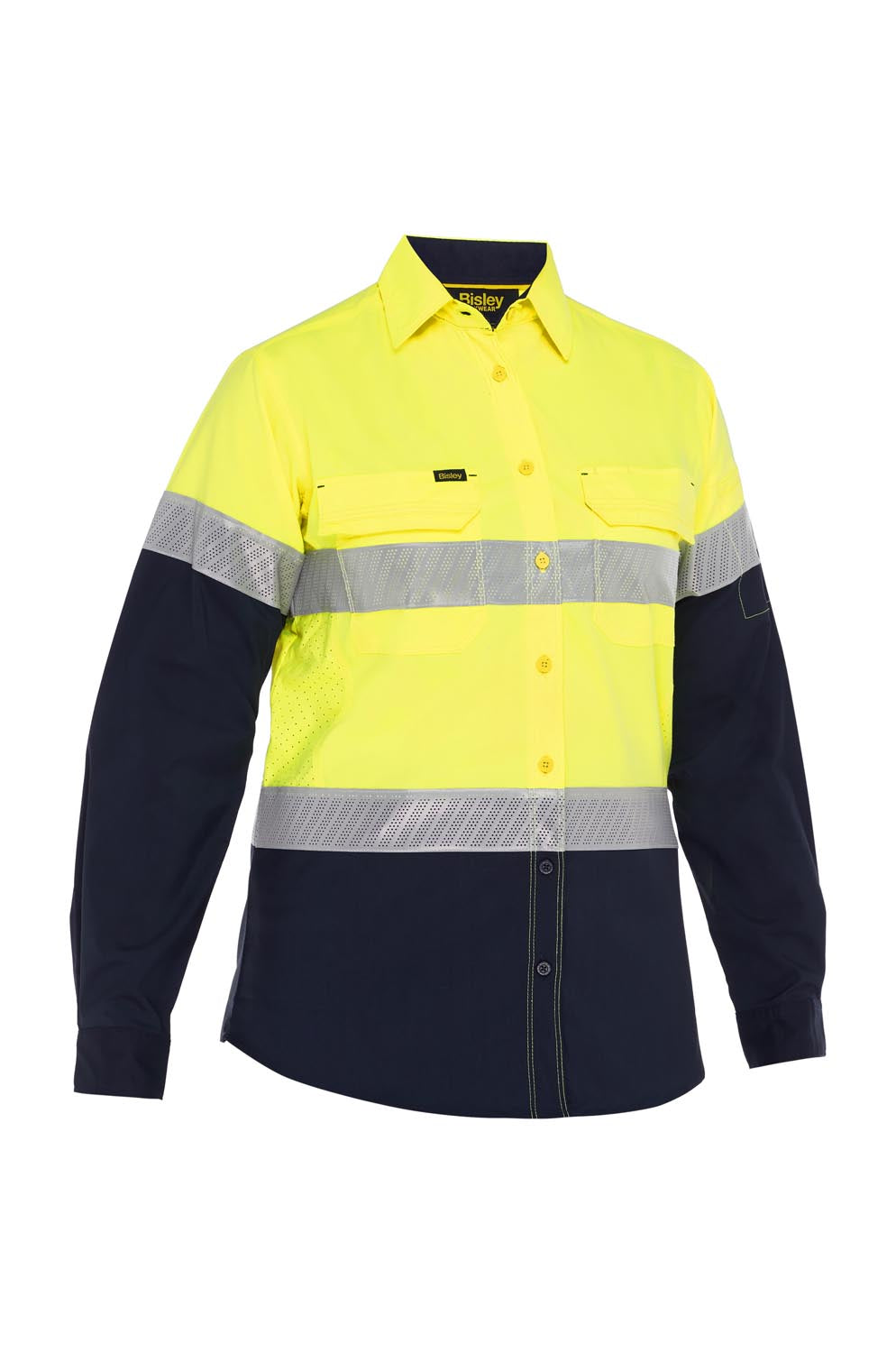 Bisley Women's X Airflow Hi Vis Taped Stretch Ripstop Shirt