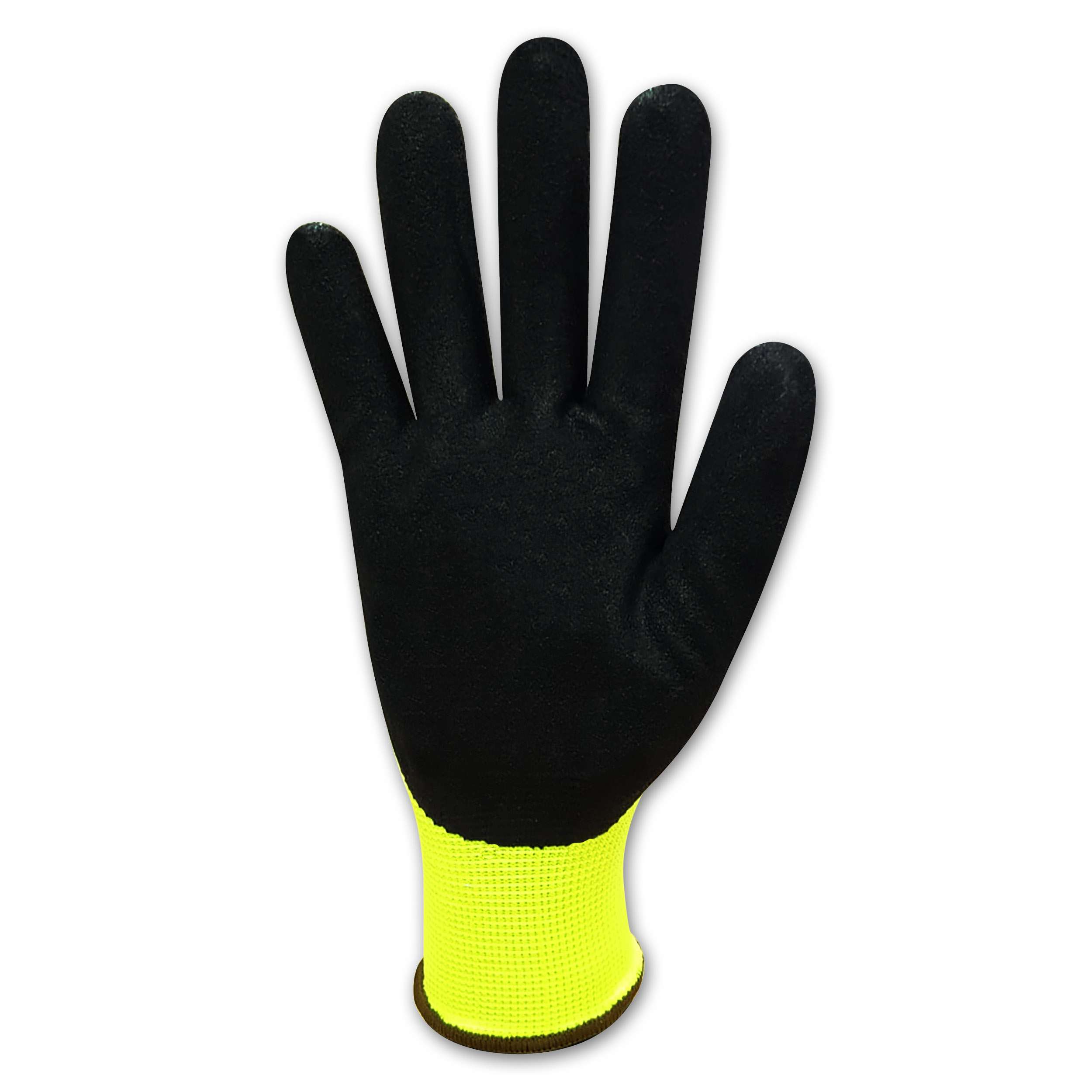 Bastion Monaco  High Viz  Yellow  Polyester  Gloves - Black Sandy Foam Nitrile Coating
