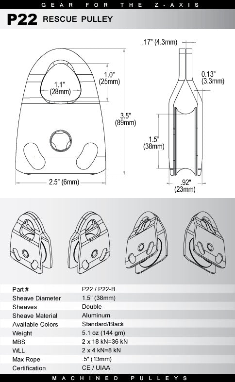 Rock Exotica Machined Rescue 1.5" Pulley BLACK