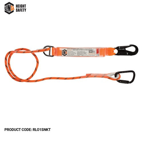 LINQ Single Leg Kernmantle 2M Shock Absorb Rope Lanyard