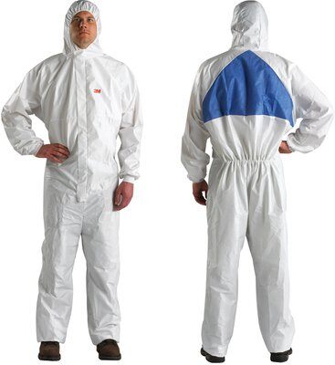 3M Protective Coverall White + Blue with Blue Breathable Back Panel (4540+)