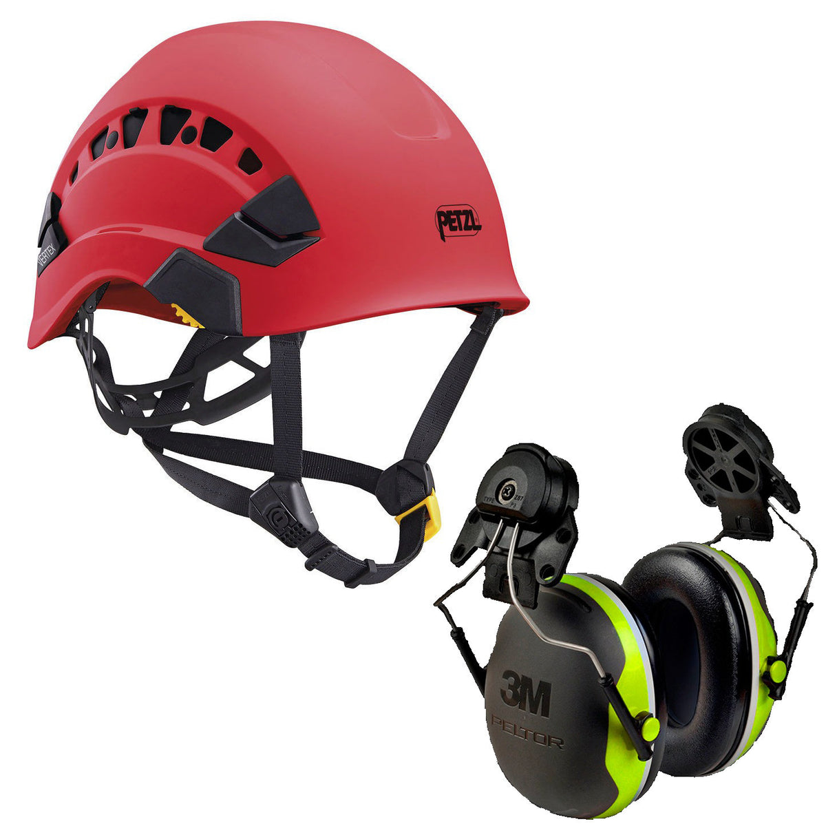 Petzl Vertex Vent Helmet Red (A010CA02) & 3M Earmuffs X4P3G/E