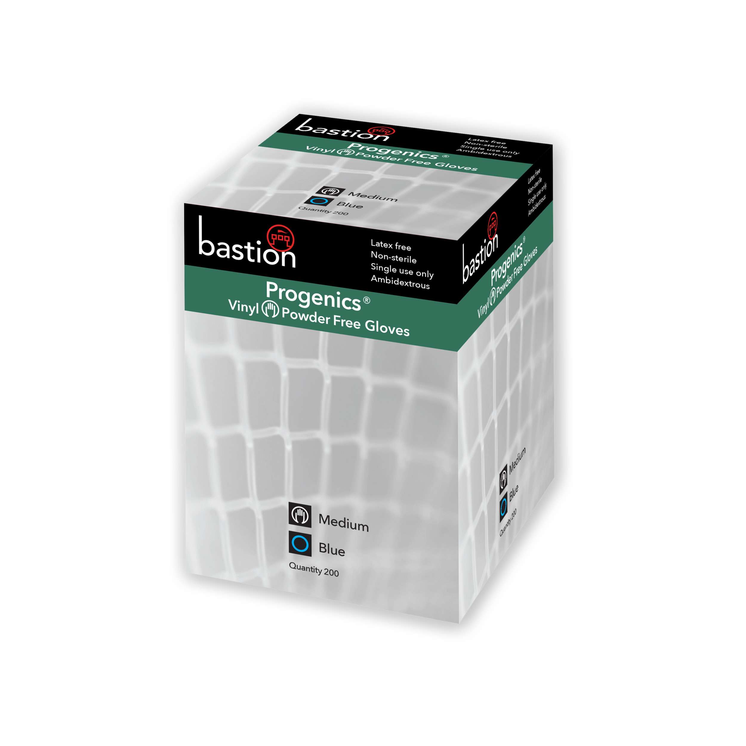 Bastion Progenics  Vinyl  Blue  Gloves  -  Powder  Free