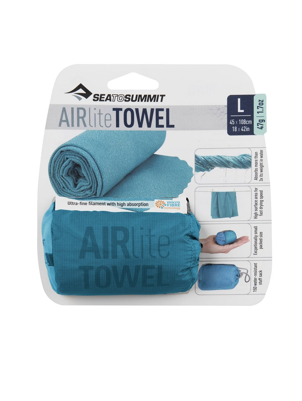 Sea to Summit LARGE Airlite Absorbent Towel Pacific Blue