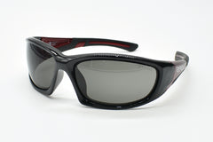 EYRES BERCY Shiny Black & Red Frame Grey Lens