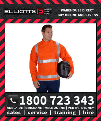 Elliotts FR Cotton Orange Proban Day/Night REFLECTIVE HI VIS WELDING JACKET S-2XL (OPWJ30T1)