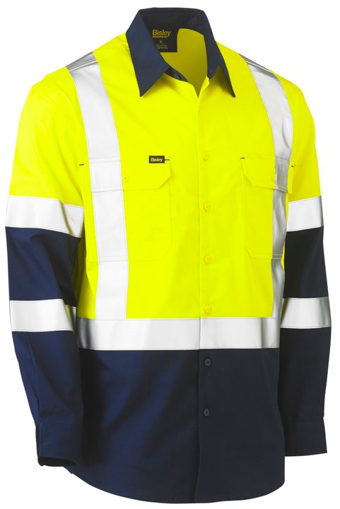 Bisley X Taped Biomotion Two Tone Hi Vis Lightweight Drill Shirt