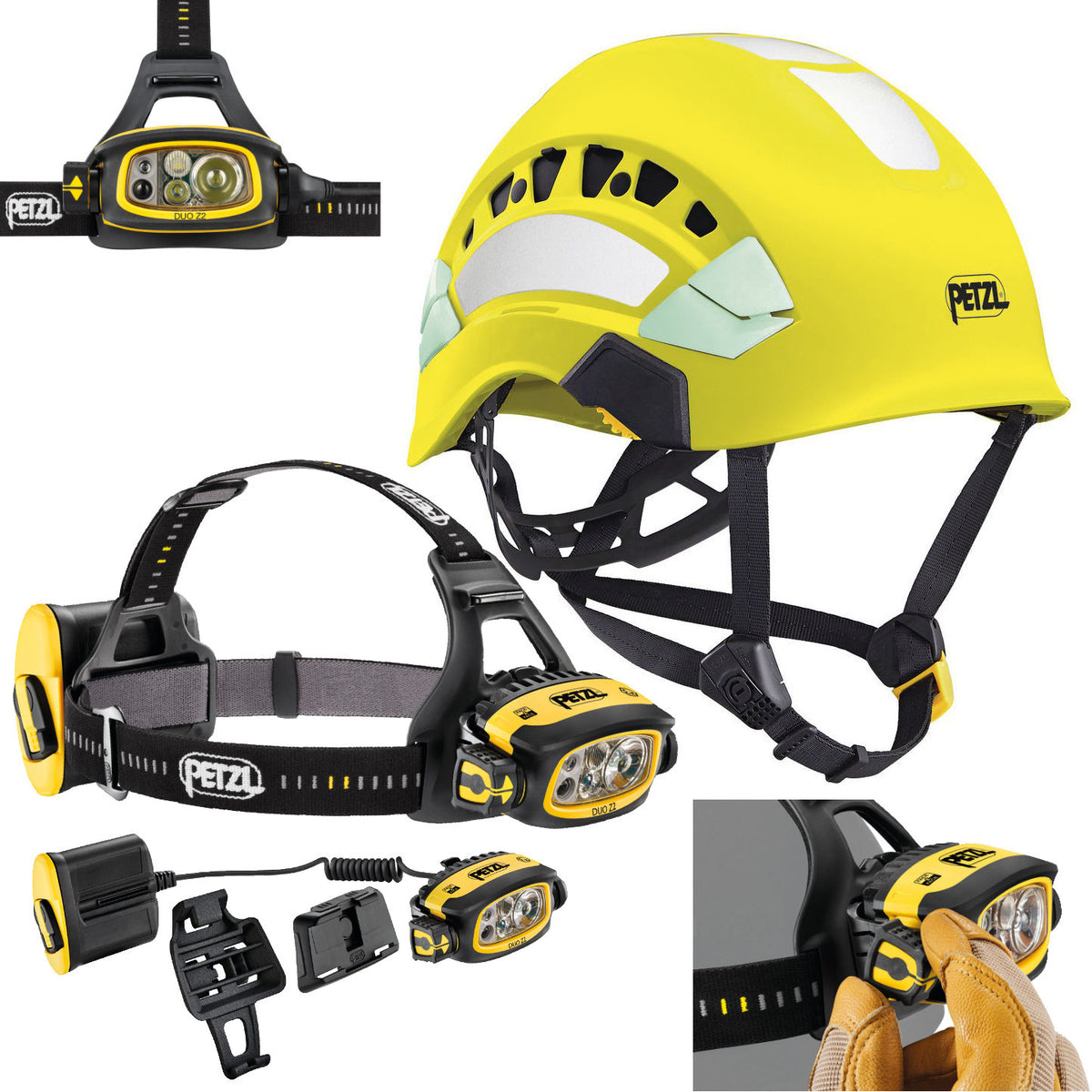 Petzl Vertex Vent Hi Vis Yellow Helmet & DUO Z2 Headlamp