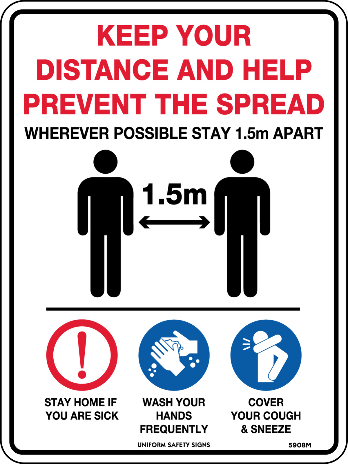 Help Prevent The Spread Social Distancing Sign 300x255mm Poly (5908MP)