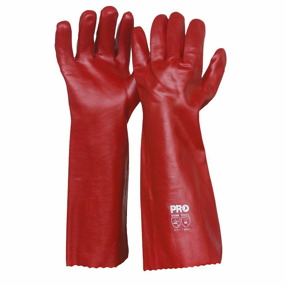 ProChoice Glove Red PVC Single Dip. Length 45cms (PVC45)