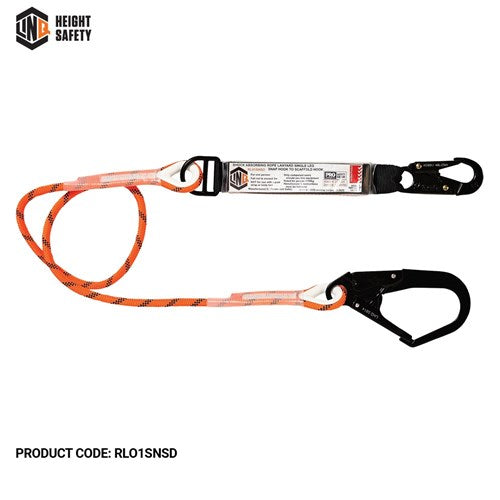 LINQ Single Leg Kernmantle 2M Shock Absorb Rope Lanyard