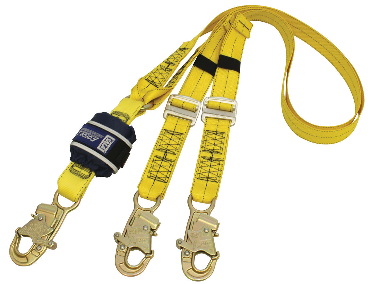 Force2 Shock Absorbing Lanyards Webbing Double Tail Adjustable 2.0m overall length - alt (Z13200909)