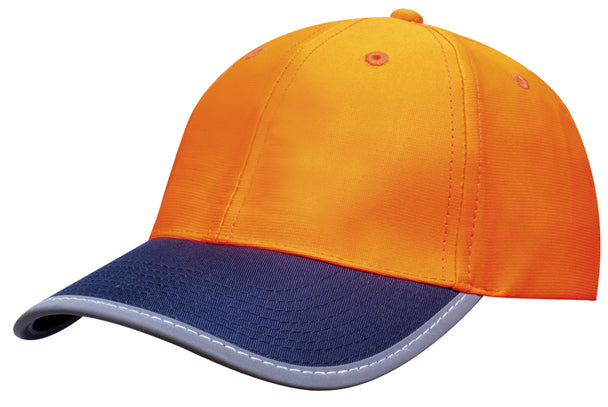 LUMINESCENT SAFETY CAP ORANGE WITH REFLECTIVE TRIM - 3021