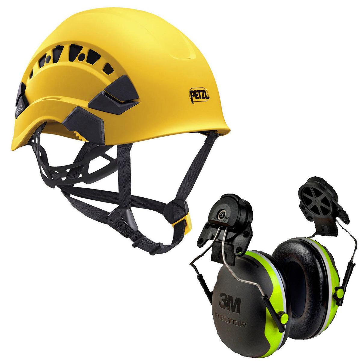 Petzl Vertex Vent Helmet Yellow (A010CA01) & 3M Earmuffs X4P3G/E