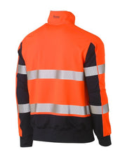 Bisley Taped Two Tone Hi Vis Contrast Stretchy 1/4 Zip Pullover