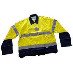 XL YELLOW/NAVY Cool Flow Long Sleeve Hi Vis Reflective Tape