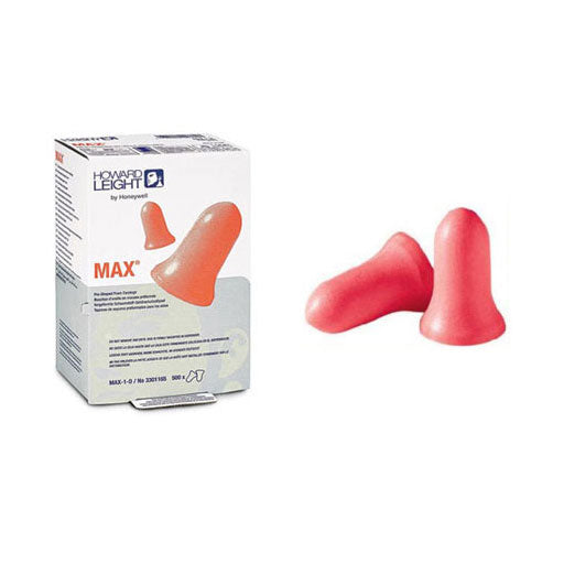 Howard Leight Max 1-D Uncorded Earplugs 500 pair per box Dispenser Refill