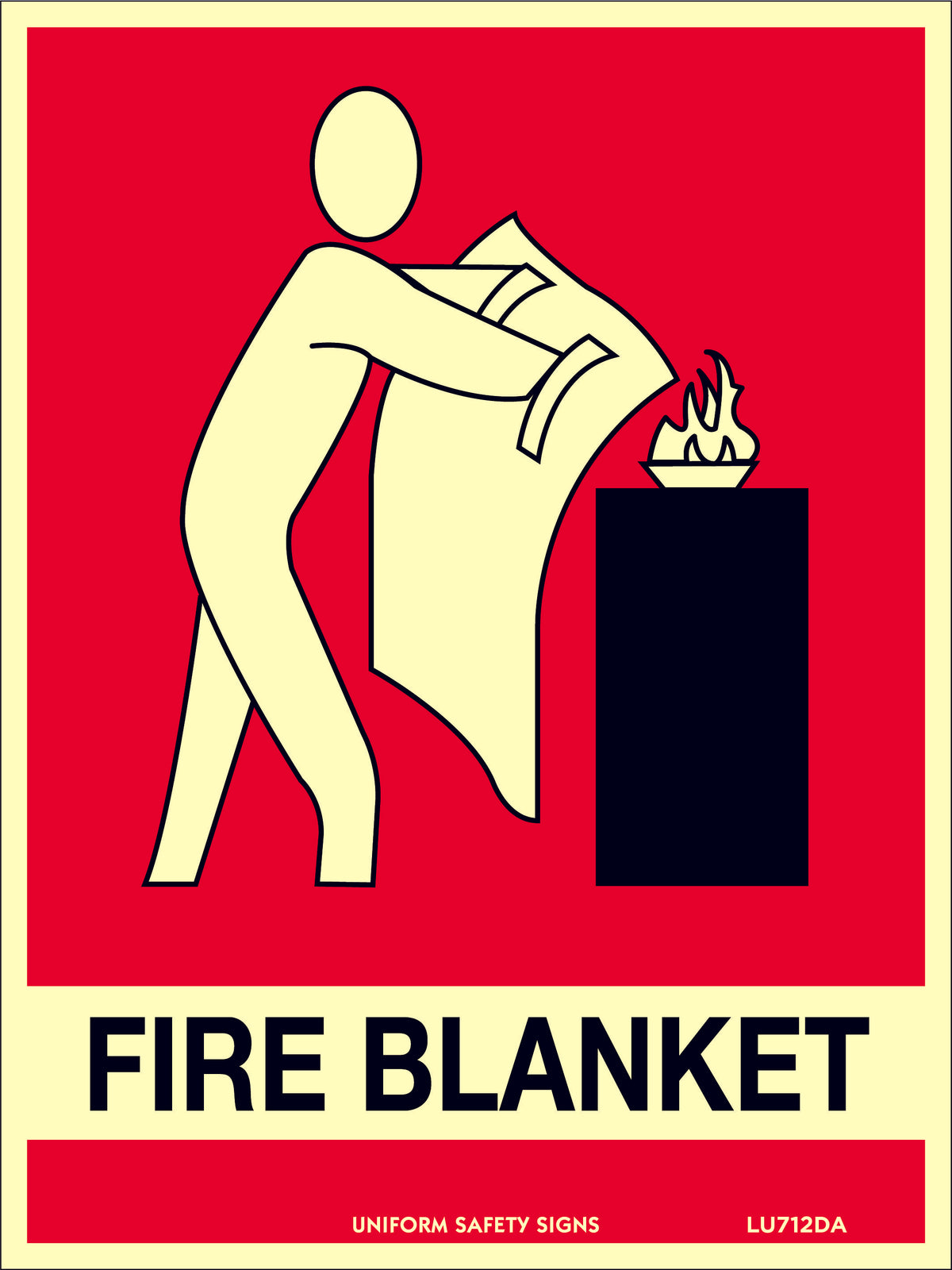 180x240mm - Poly - Luminous - Fire Blanket (With Picto) (LU712DP)