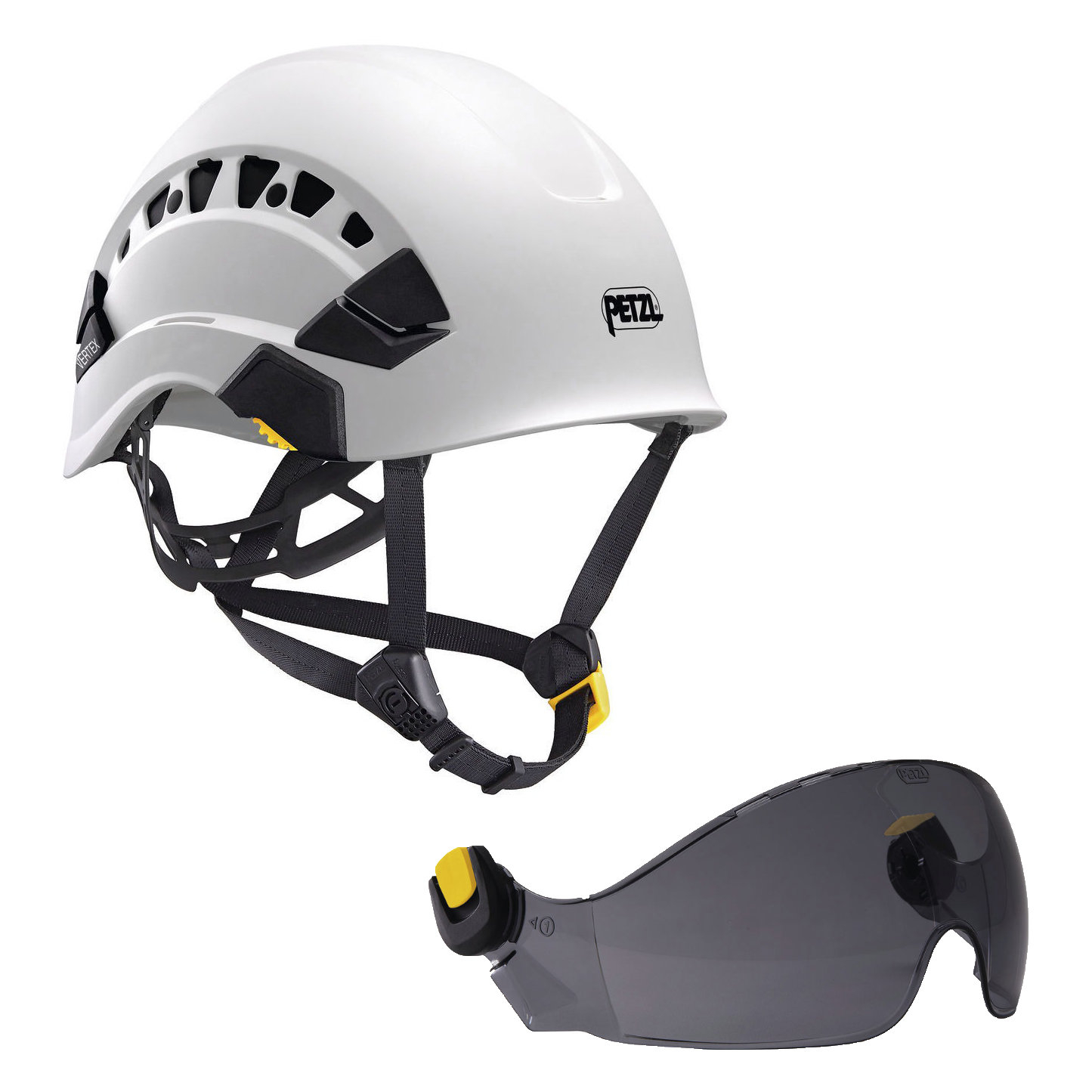 Purchase Petzl Vertex Vent Helmet White (A010CA00)  Vizir Smoke Visor  (A015BA00) online today. Best PPE and safety products in Australia.