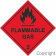HAZCHEM FLAMMABLE GAS Various Sizes Metal / Poly / Vinyl / Paper Roll