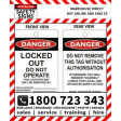 (PK10)(TAGPD6) TAG DANGER LOCKED OUT DO 100x150mm POLY