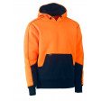 Bisley Hi Vis 2 Tone Fleece Pullover Hoodie Orange/Navy