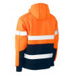 Bisley Taped Hi Vis 2 Tone Fleece Pullover Hoodie Orange/Navy
