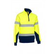 Bisley Taped Hi Vis Fleece Pullover with Sherpa Lining Yellow/Navy