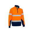 Bisley Taped Hi Vis Fleece Pullover with Sherpa Lining Orange/Navy