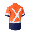 Bisley Flex & Move 2 Tone Hi Vis Stretch Utility Short Sleeve Shirt Orange/Navy