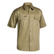 Medium Khaki Bisley Mens Cotton Drill Shirt Short Sleeve (BS1433_BCDRM)
