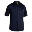 Small Navy Bisley Mens Cotton Drill Shirt Short Sleeve (BS1433_BPCTS)
