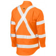 Bisley Taped X Back Cool Lightweight Hi Vis Drill Long Sleeve Shirt Rail Orange