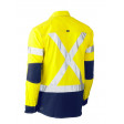 Bisley Flex & Move 2 Tone Hi Vis Stretch Utility Long Sleeve Shirt Yellow/Navy