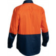 Bisley 2 Tone Hi Vis Drill Long Sleeve Shirt Orange/Navy