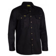Large Black Bisley Mens Cotton Drill Shirt Long Sleeve (BS6433_BBLKL)