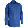 Bisley Closed Front Cotton Lightweight Drill Long Sleeve Shirt Royal