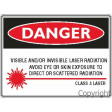 DANGER VISIBLE / INVISIBLE LASER 150x225mm Self Stick Vinyl