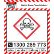 GHS ACUTE TOXICITY SYMBOL 100mm Square Self Stick Vinyl (Pack of 5)