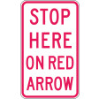 450x750mm - Class 1 - Aluminium - Stop Here On Red Arrow (R6-14A)