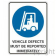 VEHICLE DEFECTS MUST BE REPORTED 100X140mm Self Stick Vinyl (Pack of 5)