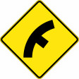 750x750mm - Aluminium - Class 1 Reflective - Side Road Junction On Curve Right (W2-10B(R)