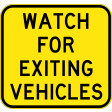 850X800mm - Aluminium - Class 1 Reflective - Watch For Exiting Vehicles (W5-244)
