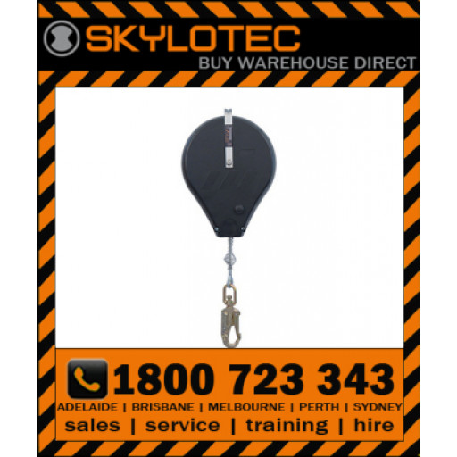 Skylotec HSG HK - SRL 15m, 5mm galcable with impact indicating swivel d_action 45kN steel snap hook, 23mm gate, 15kN side load (FASK HSG-002-15)