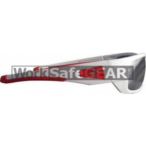 Bandit III Maverick Fashion Safety Glasses Eye Protection Specs White-Red Frame, Mirror Lens (8105SWSMD)